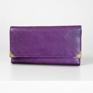 PG 7.5x4" Long Wallet Vintage Continental Tri-Fold Purple Snake Gold Checkbook